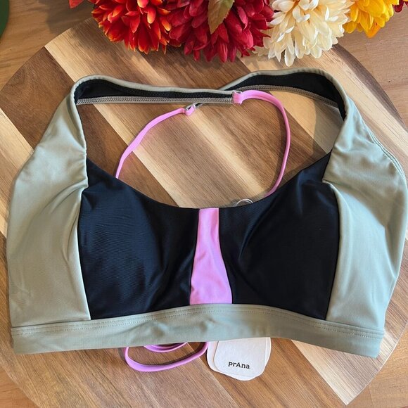 prAna Womens Tulum Swim Top MEDIUM in Black Color Block - Picture 1 of 10